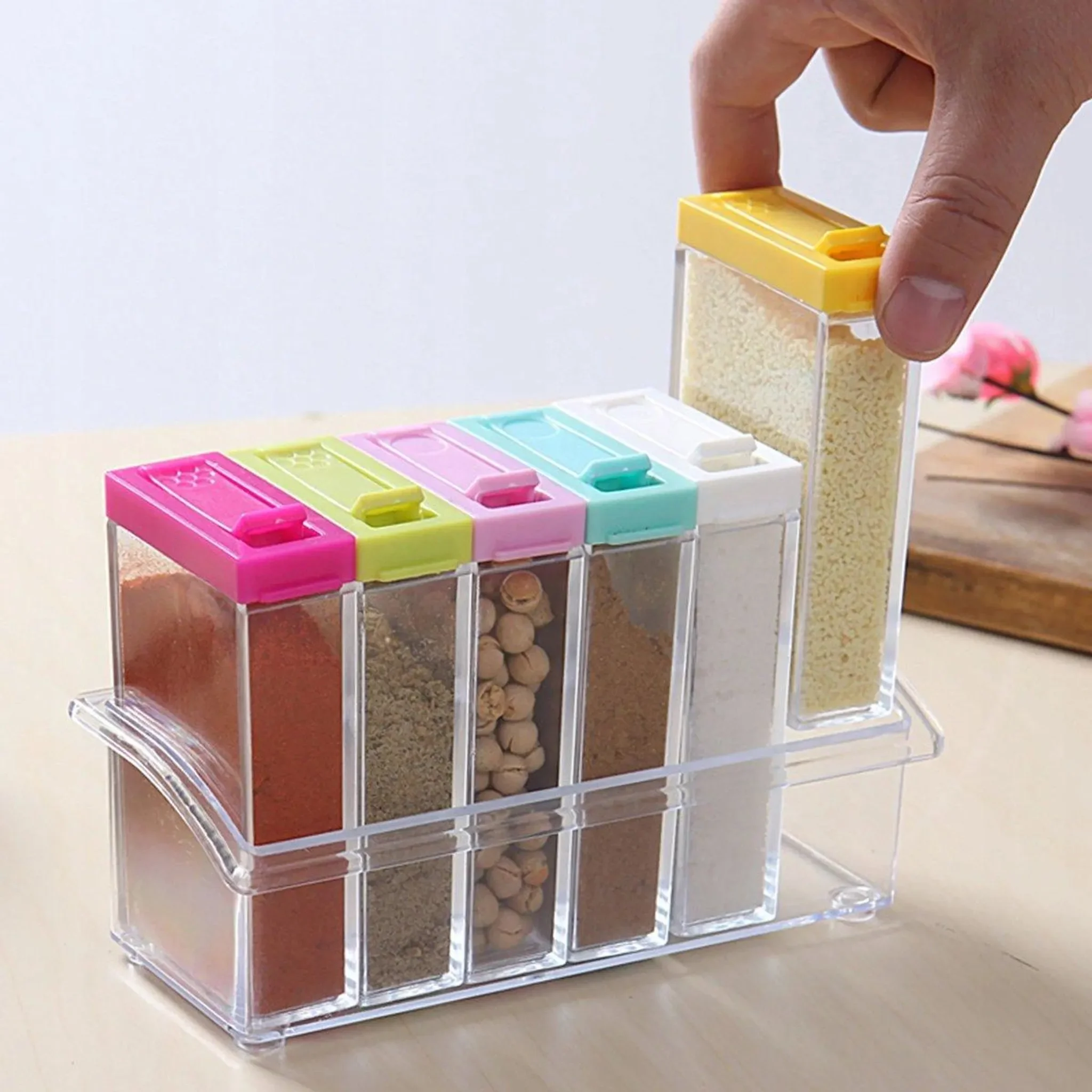 Gewürzbehälter-Set – 6 transparente Gewürzstreuer mit Ständer